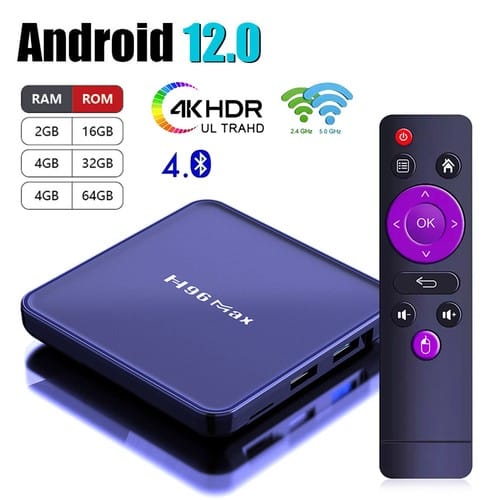 android box h96 max 12 smart tv box 4k android 12